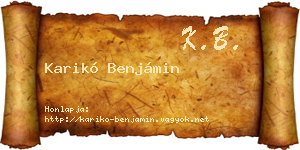 Karikó Benjámin névjegykártya